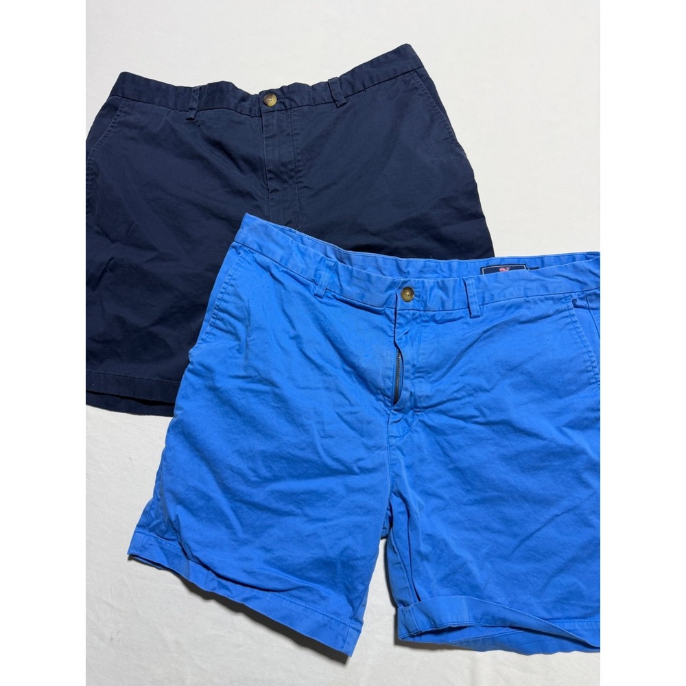 Vineyard Vines Club Shorts Lot 2 Mens 38 Navy Cornflower Blue Chino 6in Inseam